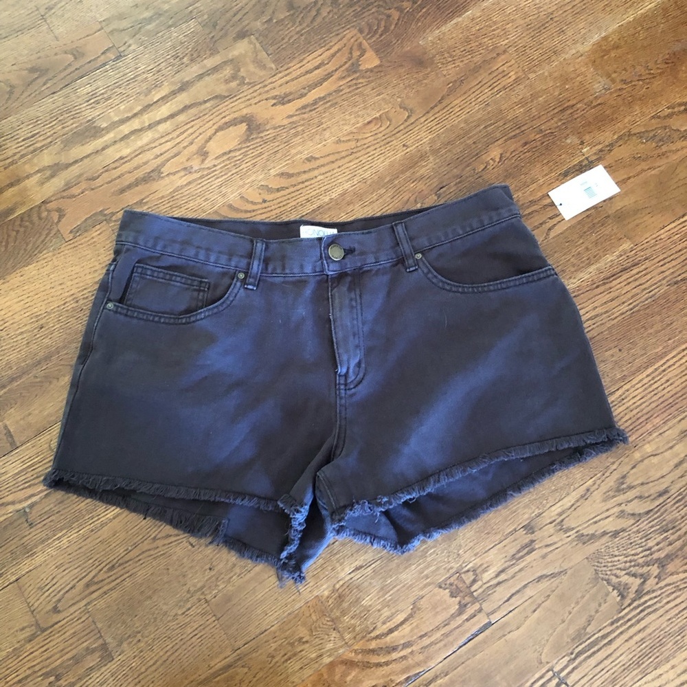 Honolua Surf Co black raw hem black denim shorts
